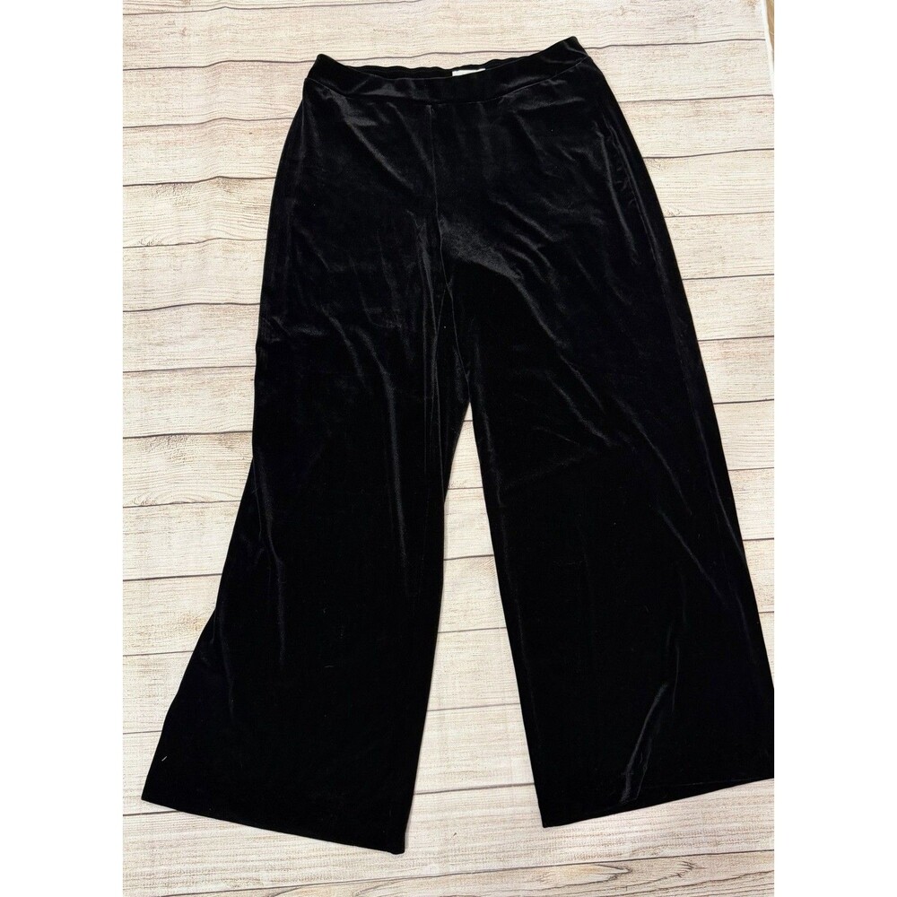 Kensie black velvet wide-leg lounge trousers Pull On Size Large